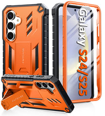 FNTCASE For Samsung Galaxy S25/ S24 6.2 inch Phone Case: Military Grade Shockproof with Built-in Screen Protector and Kickstand