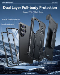 Samsung Galaxy S26 Ultra Case with Belt Clip Holster and Kickstand Military-Grade Protection Includes 2 Front Frames and a Built-in Screen Protector