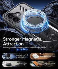 FNTCASE for iPhone 17 Case with Ring Holder Magnetic Kickstand Military Grade Shockproof Protective Rugged Cell Phone Cover