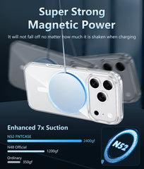 FNTCASE For iPhone 17 Pro Max 6.9 inch Clear Case: Magnetic Charging Shockproof Magsafe Support