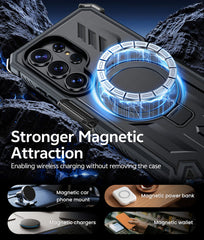 Samsung Galaxy S26 Ultra Case, Military Grade Rugged Protection: Magnetic Ring Kickstand with Belt-Clip Holster, 2 Front Frames, Built-in Screen Protector