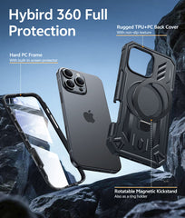 FNTCASE for iPhone 16 Pro Max Case with Ring Holder Magnetic Kickstand Military Grade Shockproof Protective Rugged Cell Phone Cover