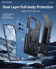 FNTCASE for Motorola Moto G 5G 2026 6.7 Inch Phone Case: Rugged Protective Phone Case with Belt Clip Holster and Kickstand