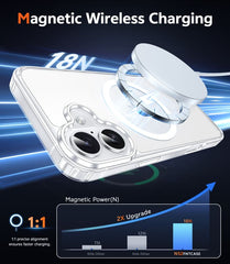 FNTCASE for iPhone 16 6.1 inch Case: Magnetic Charging Anti Yellowing Shockproof Magsafe Support Phone Case