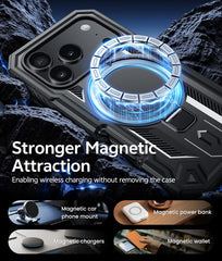 FNTCASE for iPhone 17 Pro Case with Ring Holder Magnetic Kickstand Military Grade Shockproof Protective Rugged Cell Phone Cover