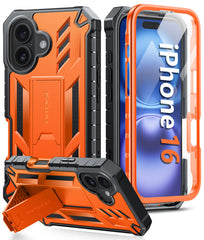 FNTCASE For iPhone 16 6.1 inch 2024 Phone Case: Military Grade Shockproof with Built-in Screen Protector and Kickstand