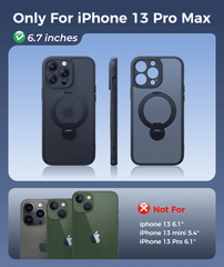 iPhone 13 Pro Max Case: 360° Spin Magnetic Stand, MagSafe, Screen Protector, Translucent Matte Military Grade Shockproof Full Camera Protective Phone Cover