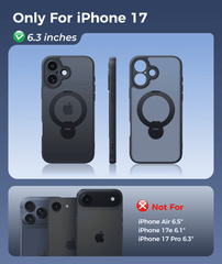 iPhone 17 Case: 360° Spin Magnetic Stand, MagSafe, Screen Protector, Translucent Matte Military Grade Shockproof Full Camera Protective Phone Cover