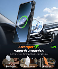 Samsung S26 Ultra Magnetic Rugged Case Featuring Ring Kickstand Military Grade Protection