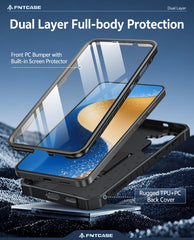 FNTCASE For Samsung Galaxy S25 FE Phone Case: Military Grade Shockproof with Built-in Screen Protector and Kickstand