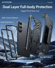 Samsung Galaxy S26 Case with Belt Clip Holster and Kickstand Military-Grade Protection Includes 2 Front Frames and a Built-in Screen Protector