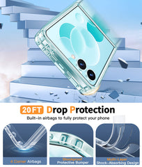 FNTCASE Samsung Z Flip 7用電話ケース: クリアスリム 黄ばみ防止 耐衝撃保護