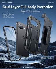 Google Pixel 10A Phone Case: Rugged Protective Phone Case with Belt Clip Holster and Kickstand