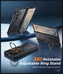 Samsung Galaxy Z Fold 8 Ultra/Z Fold 7 Magnetic Rugged Case Featuring Ring Kickstand Military Grade Protection