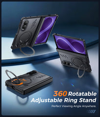 Samsung Galaxy Z Fold 8 with Hinge Protection Magnetic Rugged Case Featuring Ring Kickstand Military Grade Protection