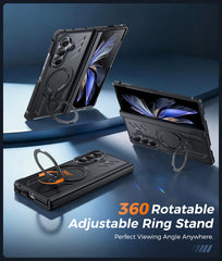 Samsung Galaxy Z Fold 7 magnetische robuste Hülle mit Ring-Ständer, Schutz nach Militärstandard