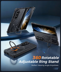 Samsung Galaxy Z Fold 7 Magnetic Rugged Case Featuring Ring Kickstand Military Grade Protection