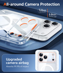 FNTCASE for iPhone 17 Pro Max 6.9 inch Clear Case: Wireless Charging Anti Yellowing Shockproof Phone Case