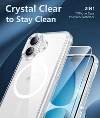 FNTCASE For iPhone 17 6.3 inch Clear Case: Magnetic Charging Shockproof Magsafe Support
