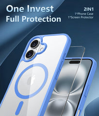 FNTCASE for iPhone 16 Plus Phone Case: Magnetic Translucent Shockproof Slim Phone Cover - Military Grade Drop Proof Hard Back Anti-Fingerprint Protective Case