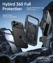 iPhone 18 Pro Case with Ring Holder Magnetic Kickstand Military Grade Shockproof Protective Rugged Cell Phone Cover with Belt Clip Holster