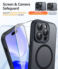 FNTCASE for iPhone 14 Pro Case: Strong Magnetic Translucent Matte Slim Shockproof Protective Drop Full Protection Phone Cover