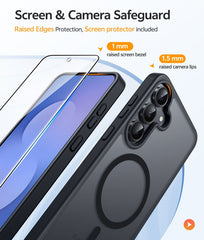 FNTCASE Samsung Galaxy S25 FEケース: 強力なマグネット式半透明マットスリム耐衝撃保護落下保護電話カバー
