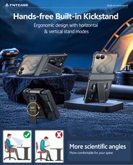 Samsung Z Flip 8 Phone Case: Rugged Hinge Protective Phone Case with Belt Clip Holster and Kickstand