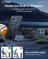 FNTCASE For Motorola Moto G 5G 2026 Phone Case: Military Grade Shockproof with Built-in Screen Protector and Kickstand