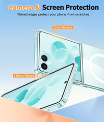 FNTCASE For Samsung Z Flip 7 6.9 inch Clear Case: Magnetic Charging Shockproof Magsafe Support