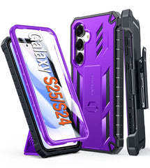 FNTCASE For Samsung Galaxy S25/ S24 5G 6.2 inch Phone Case: Rugged Protective Phone Case with Belt Clip Holster and Kickstand