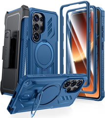 Samsung Galaxy S26 Ultra Case, Military Grade Rugged Protection: Magnetic Ring Kickstand with Belt-Clip Holster, 2 Front Frames, Built-in Screen Protector