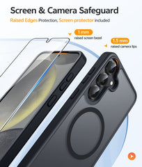 Samsung Galaxy S25/ S24 6,2 Zoll Handyhülle: Magnetische, durchscheinende, matte, stoßfeste, schlanke Handyhülle – Militärstandard-zertifizierte, sturzsichere Hardcase-Rückseite mit Anti-Fingerabdruck-Schutz