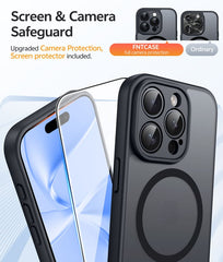 FNTCASE for iPhone 15 Pro Max Case: Strong Magnetic Translucent Matte Slim Shockproof Protective Drop Full Protection Phone Cover