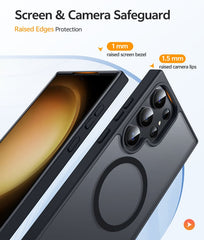 Samsung Galaxy S23 Ultra Phone Case: Magnetic Translucent Matte Shockproof Slim Phone Cover - Military Grade Drop Proof Hard Back Anti-Fingerprint Protective Case