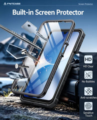 FNTCASE For Samsung Galaxy A17 Phone Case: Military Grade Shockproof with Built-in Screen Protector and Kickstand