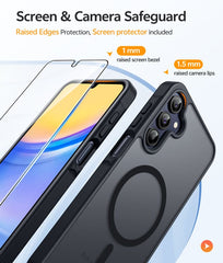 Samsung Galaxy A15 Phone Case: Magnetic Translucent Matte Shockproof Slim Phone Cover - Military Grade Drop Proof Hard Back Anti-Fingerprint Protective Case