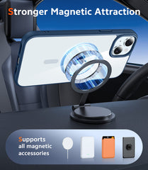 FNTCASE for iPhone 15 Case: Clear Anti Yellowing Magnetic Military Grade Drop Protection Cell Phone Cover - Rugged Shockproof Protective Bumper Transparent
