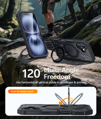 FNTCASE for iPhone 16 Case with Ring Holder Magnetic Kickstand Military Grade Shockproof Protective Rugged Cell Phone Cover