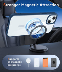FNTCASE for iPhone 15 Plus 14 Plus Case: Clear Anti Yellowing Magnetic Military Grade Drop Protection Cell Phone Cover - Rugged Shockproof Protective Bumper Transparent