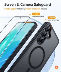 FNTCASE for Samsung Galaxy S25 FE Case: Strong Magnetic Translucent Matte Slim Shockproof Protective Drop Protection Phone Cover