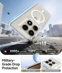 Motorola Razr Fold Magnetic Case: Clear Military Grade Drop Protection Anti Yellowing Cell Phone Cover
