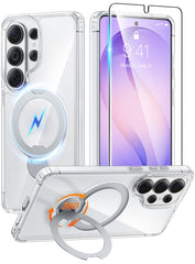 Samsung Galaxy S26 Ultra Case: 360° Spin Magnetic Stand, MagSafe, Screen Protector, Translucent Matte Military Grade Shockproof Full Camera Protective Phone Cover