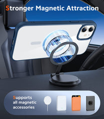 FNTCASE for iPhone 12 Case: Clear Anti Yellowing Magnetic Military Grade Drop Protection Cell Phone Cover - Rugged Shockproof Protective Bumper Transparent