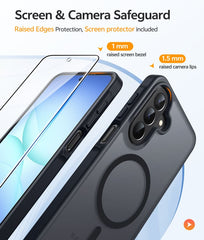 Samsung Galaxy A27 Phone Case: Magnetic Translucent Matte Shockproof Slim Phone Cover - Military Grade Drop Proof Hard Back Anti-Fingerprint Protective Case