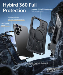 Samsung Galaxy S26 Ultra Case, Military Grade Rugged Protection: Magnetic Ring Kickstand with Belt-Clip Holster, 2 Front Frames, Built-in Screen Protector