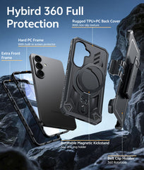 Samsung Galaxy S26 Case, Military Grade Rugged Protection: Magnetic Ring Kickstand with Belt-Clip Holster, 2 Front Frames, Built-in Screen Protector