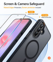 Samsung Galaxy A27 Phone Case: Magnetic Translucent Matte Shockproof Slim Phone Cover - Military Grade Drop Proof Hard Back Anti-Fingerprint Protective Case