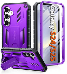 FNTCASE For Samsung Galaxy S25/ S24 6.2 inch Phone Case: Military Grade Shockproof with Built-in Screen Protector and Kickstand