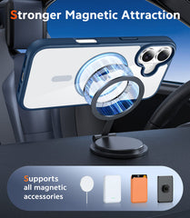 FNTCASE for iPhone 16 Plus Case: Clear Anti Yellowing Magnetic Military Grade Drop Protection Cell Phone Cover - Rugged Shockproof Protective Bumper Transparent
